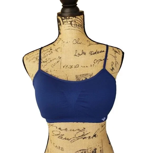 Women's Sports Bra Large Seamless Comfort Bralette Navy Blue Large NWOT - Picture 5 of 7